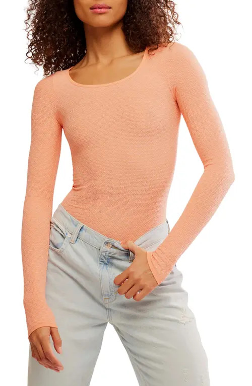 Free People Love Letter Long Sleeve Knit Top in Candied Melon at Nordstrom, Size Medium/large | Nordstrom