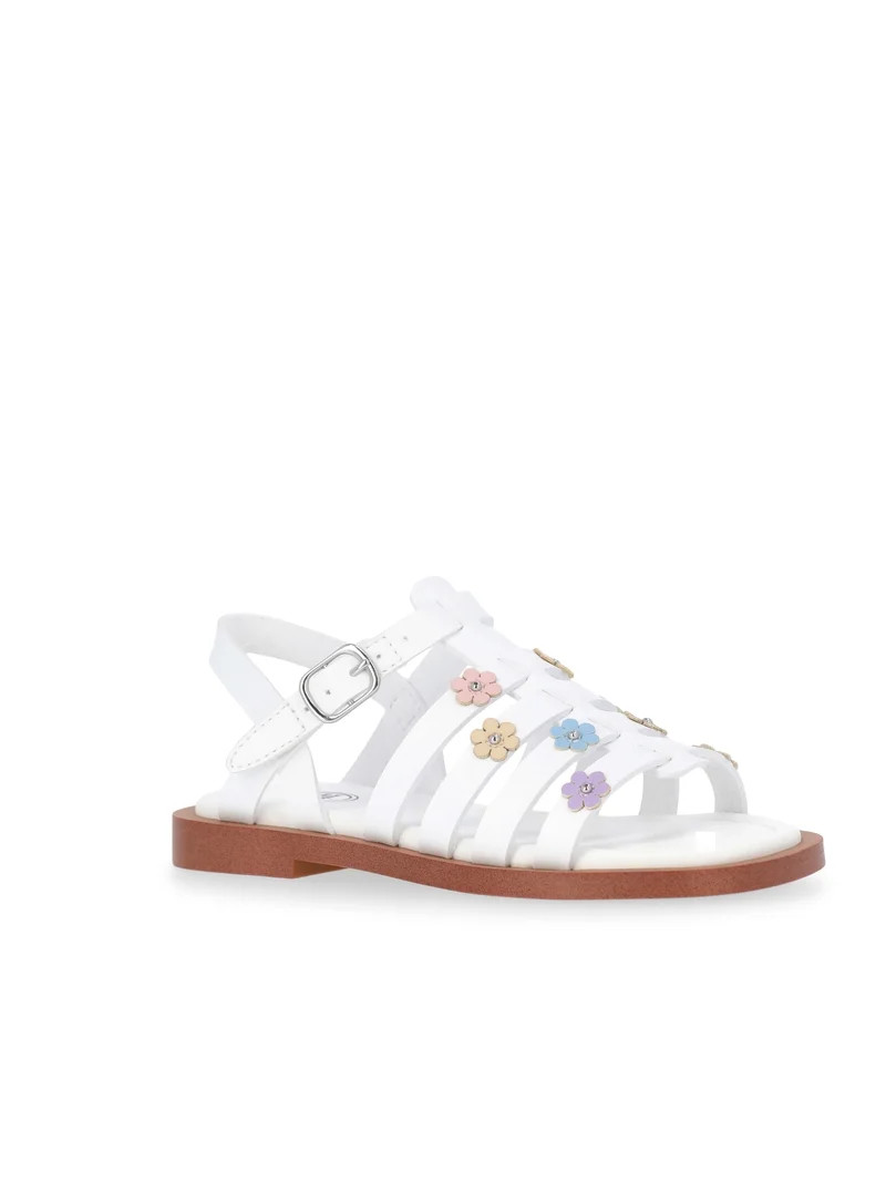 Wonder Nation Toddler Girls Floral Faux Leather Fisherman Sandals | Walmart (US)