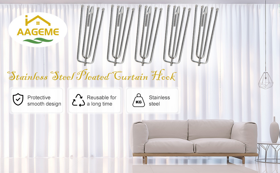 90PCS Stainless Steel Curtain Pleat Hooks,Drapery Hook and Pin for Pleated Drapes 4 Prongs Pinch ... | Amazon (US)