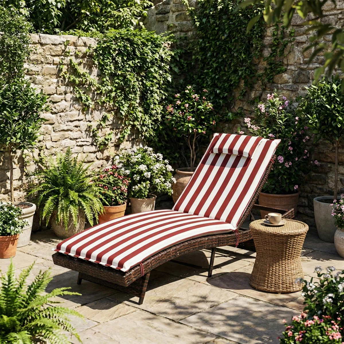 Outdoor Lounge Chair Cushion with Headrest, 79 x 25 x 3.2 Inch | Wayfair North America