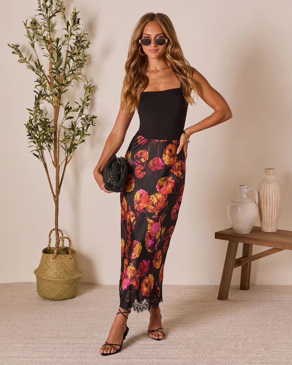 Romia Lace Trim Maxi Skirt | VICI
