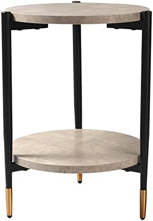 2-Tier Side Table Tall End Table Golden Legs, Side Tables for Living Room, Coffee Table Grey (Mod... | Amazon (US)