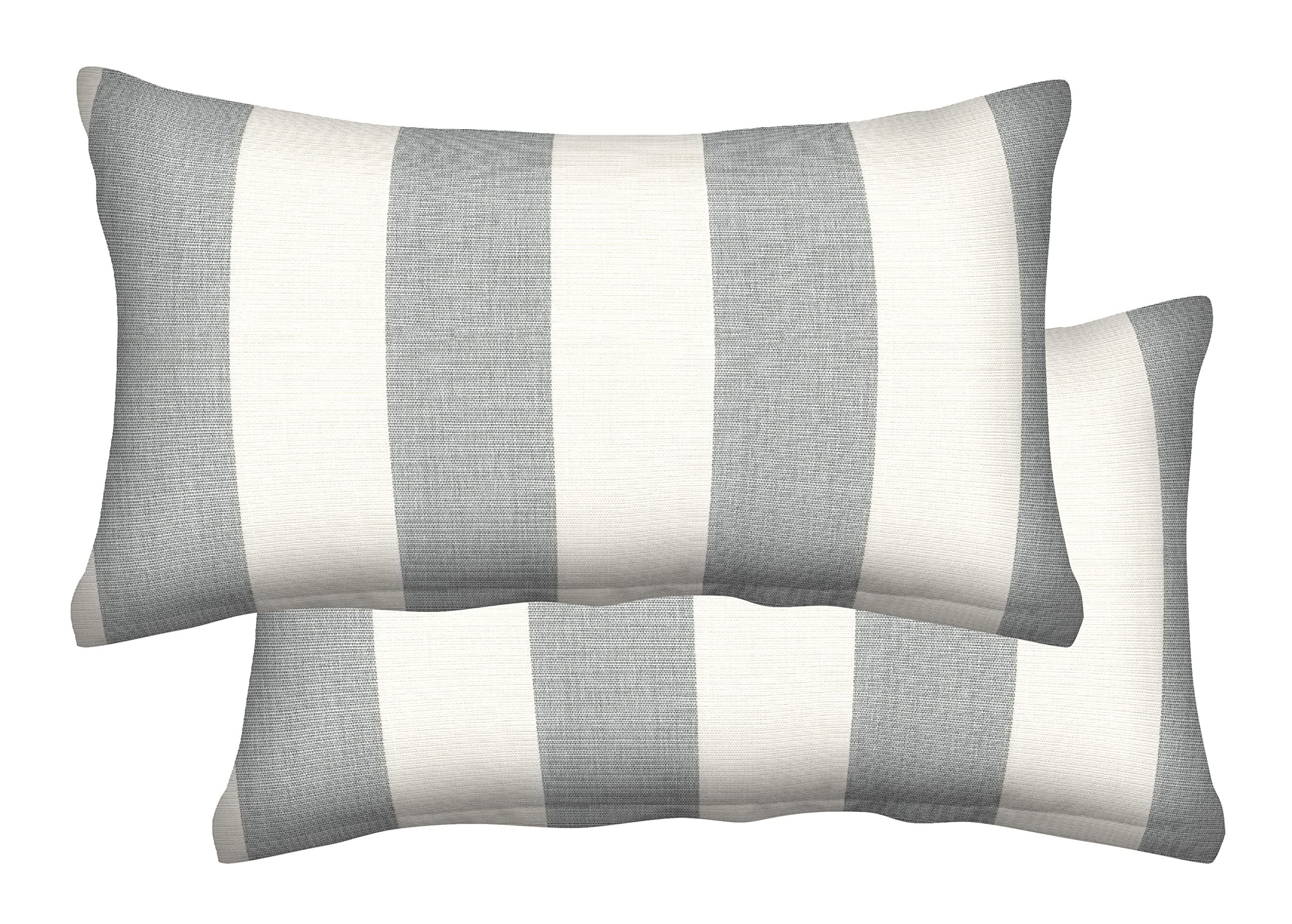 Honeycomb Indoor/Outdoor Cabana Stripe Stone Grey Lumbar Toss Pillow: Recycled Fiberfill, Weather... | Amazon (US)