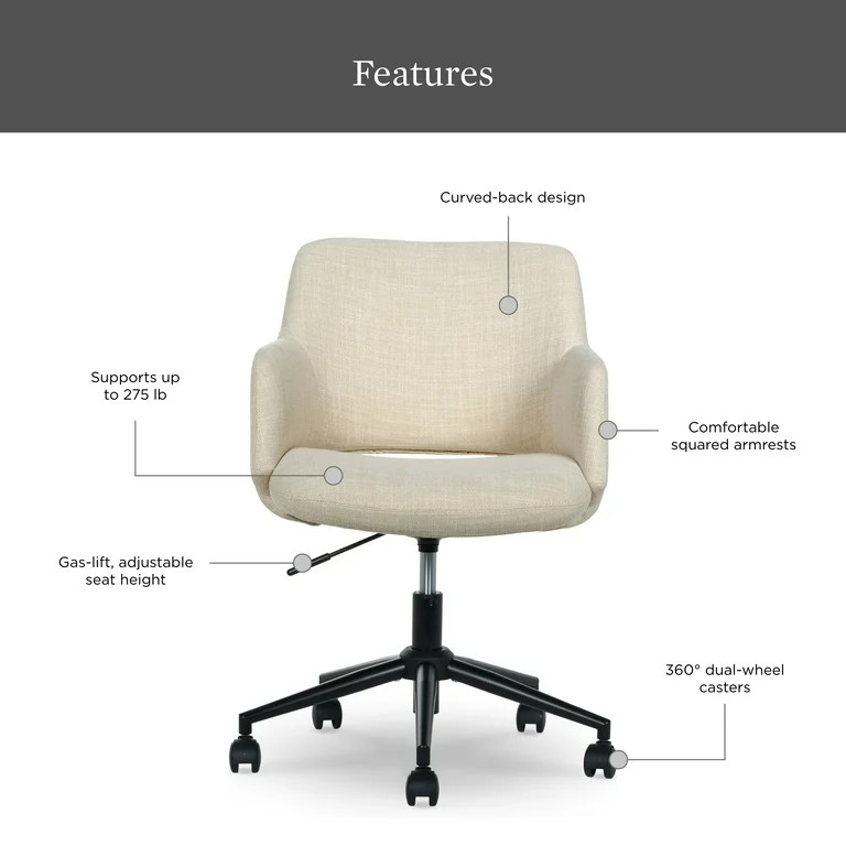 Better Homes & Gardens Lillian Office Chair, Cream | Walmart (US)