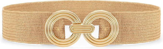 Straw Woven Elastic Belt for Women Fashion Wide Belts Stretchy Boho Belt Ladies Beach Dress Belt ... | Amazon (US)