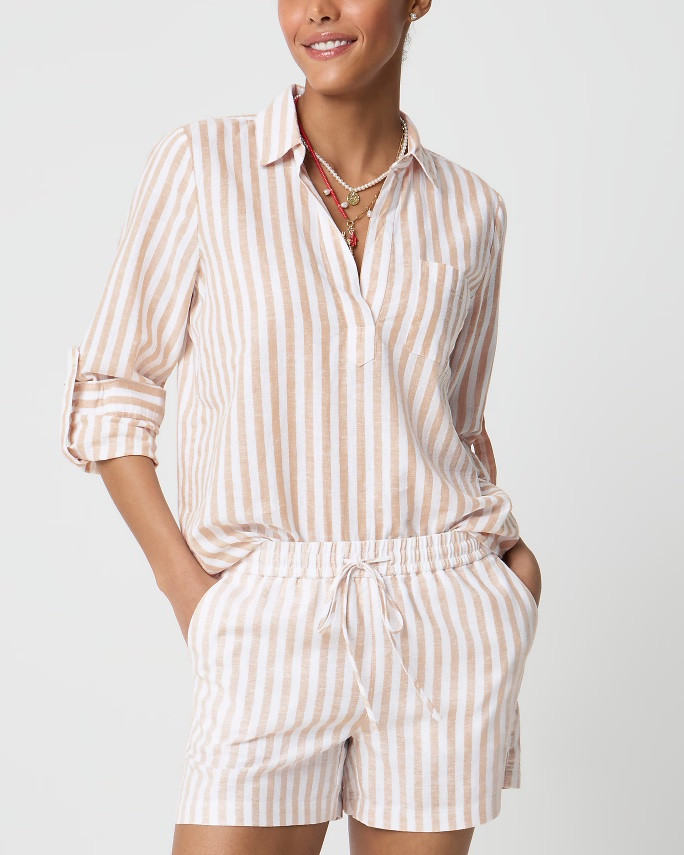 Striped linen popover shirt and shorts matching set

#LTKSeasonal #LTKSaleAlert