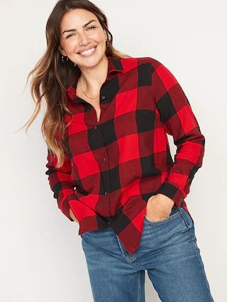 Long-Sleeve Plaid Flannel Shirt for Women | Old Navy (US)