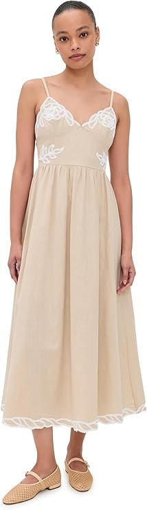 MOON RIVER Women's Spaghetti Strap Embo Artwork Midi Dress, Taupe, M at Amazon Women’s Clothing... | Amazon (US)