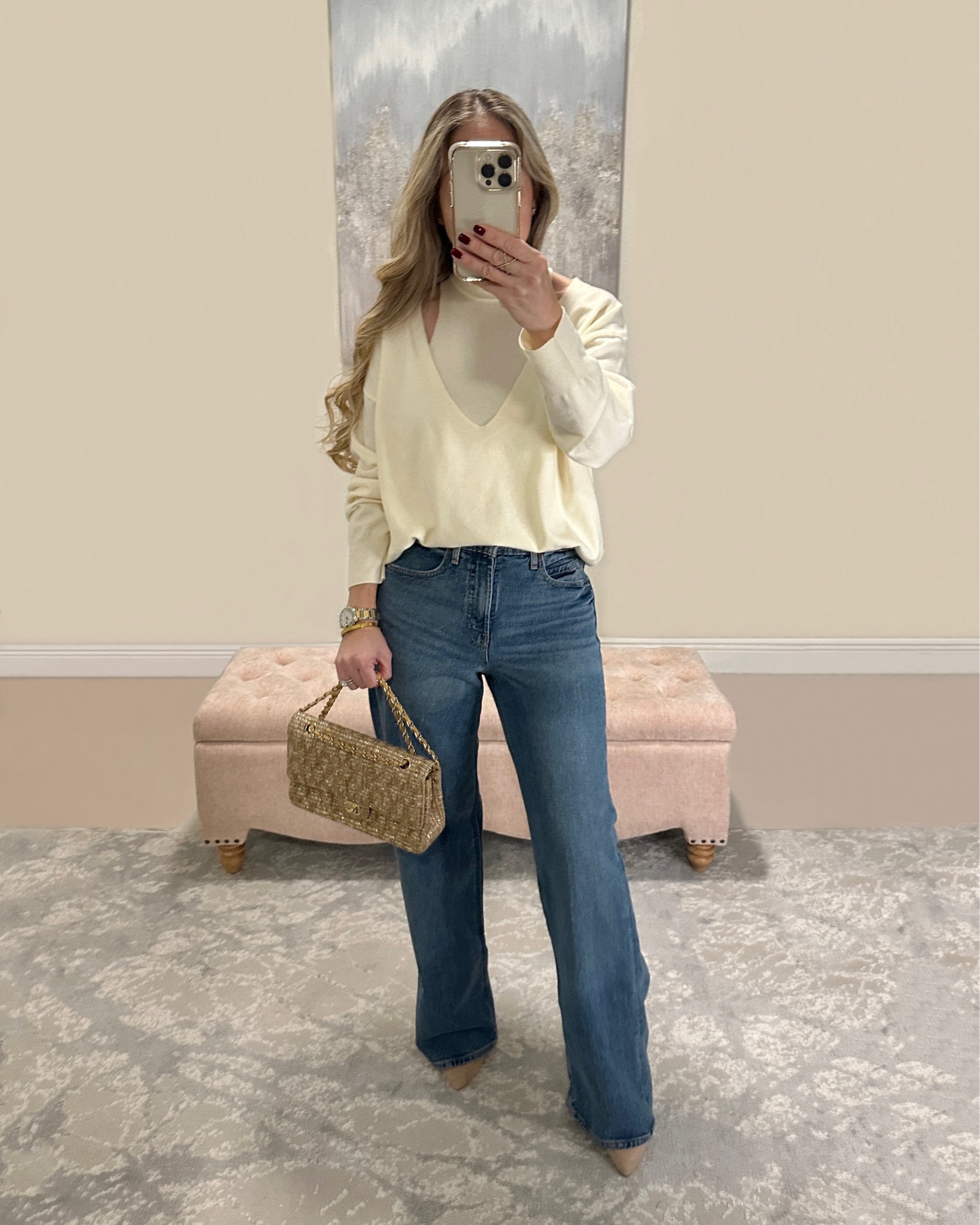 Fall Fashion. Fall outfit. Sweater weather. Mango sweater. Blue Jeans. Boots. Chanel bag  💫

#LTKStyleTip #LTKootd #LTKOver40