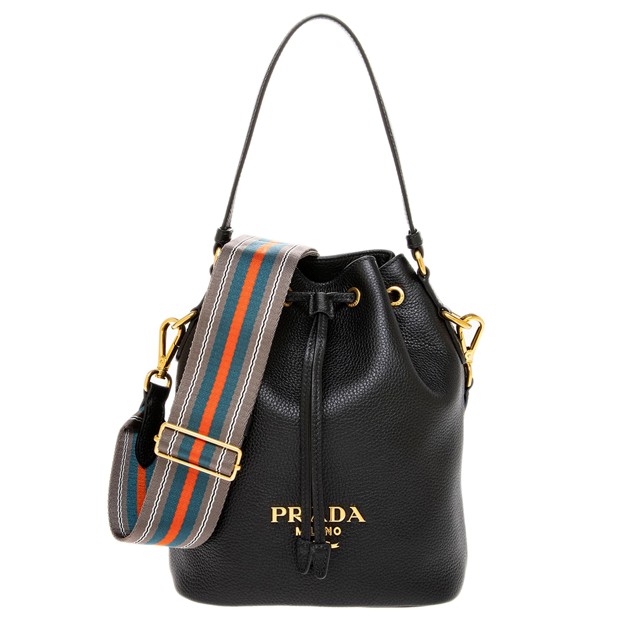 Prada Leather Bucket Bag - Black | Overstock