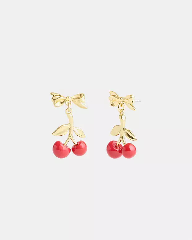 Resin Cherry Bow Earrings | Coach (US)