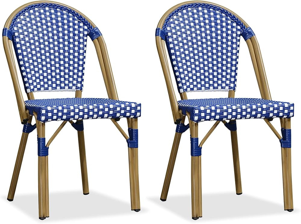 PURPLE LEAF Bistro Chair (Set of 2) French Hand-Woven Wicker Chairs for Outdoor Patio Porch Garde... | Amazon (US)