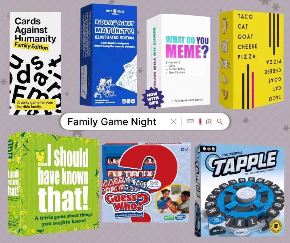 Grab some of these best selling games for NYE or family game nights! I’m going to get Tapple - highly rated and no learning curve! 

#familyactivities #NYE #newyearseve #host #hosting #hostess #familyfriendly #familytime #gamenight 

#LTKKids #LTKHoliday #LTKFindsUnder50