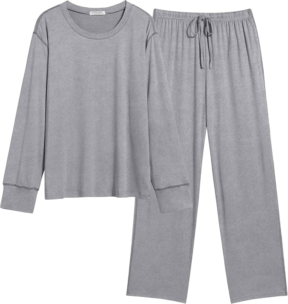 Ekouaer Women's Pajamas Set 2 Piece Lounge Sets Long Sleeve Crewneck Top and Pants Soft Pjs with ... | Amazon (US)