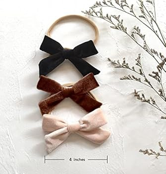Fall Baby Girl 4" Velvet Hair Bows and Headbands, Soft Stretchy Nylon Hairbands Elastic Hair Acce... | Amazon (US)