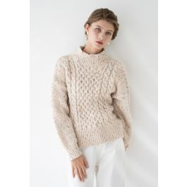 Colorful Dots High Neck Chunky Knit Sweater | Chicwish