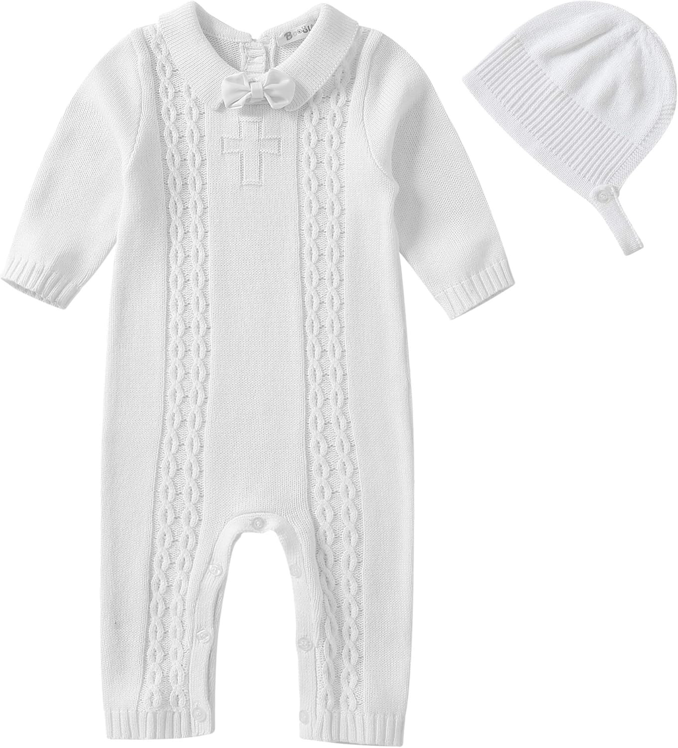 Booulfi Baby Boy's Christening Baptism Outfits Suit with Hat，Cross Detail | Amazon (US)