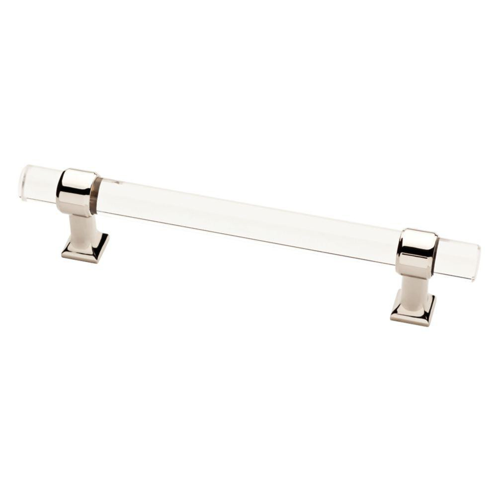 5-1/16 in. (128 mm) Center-to-Center Polished Nickel and Clear Acrylic Bar Drawer Pull | The Home Depot