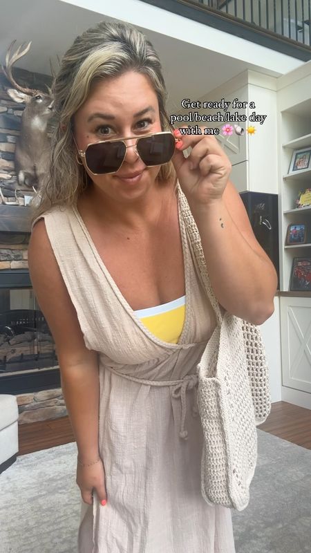 Here for all the sunny weather & activities! This coverup is my favorite buy of the season! Wearing medium. Yellow swimsuit is medium top, small bottom. Shoes TTS. Sunglasses Amazon find 👏🏼

Amazon find, yellow swim suit, summer outfit, summer style, cover up, beach wear, pool wear, crochet bag, sunscreen, shimmer sunscreen 

#LTKFindsUnder50 #LTKSwim #LTKSeasonal