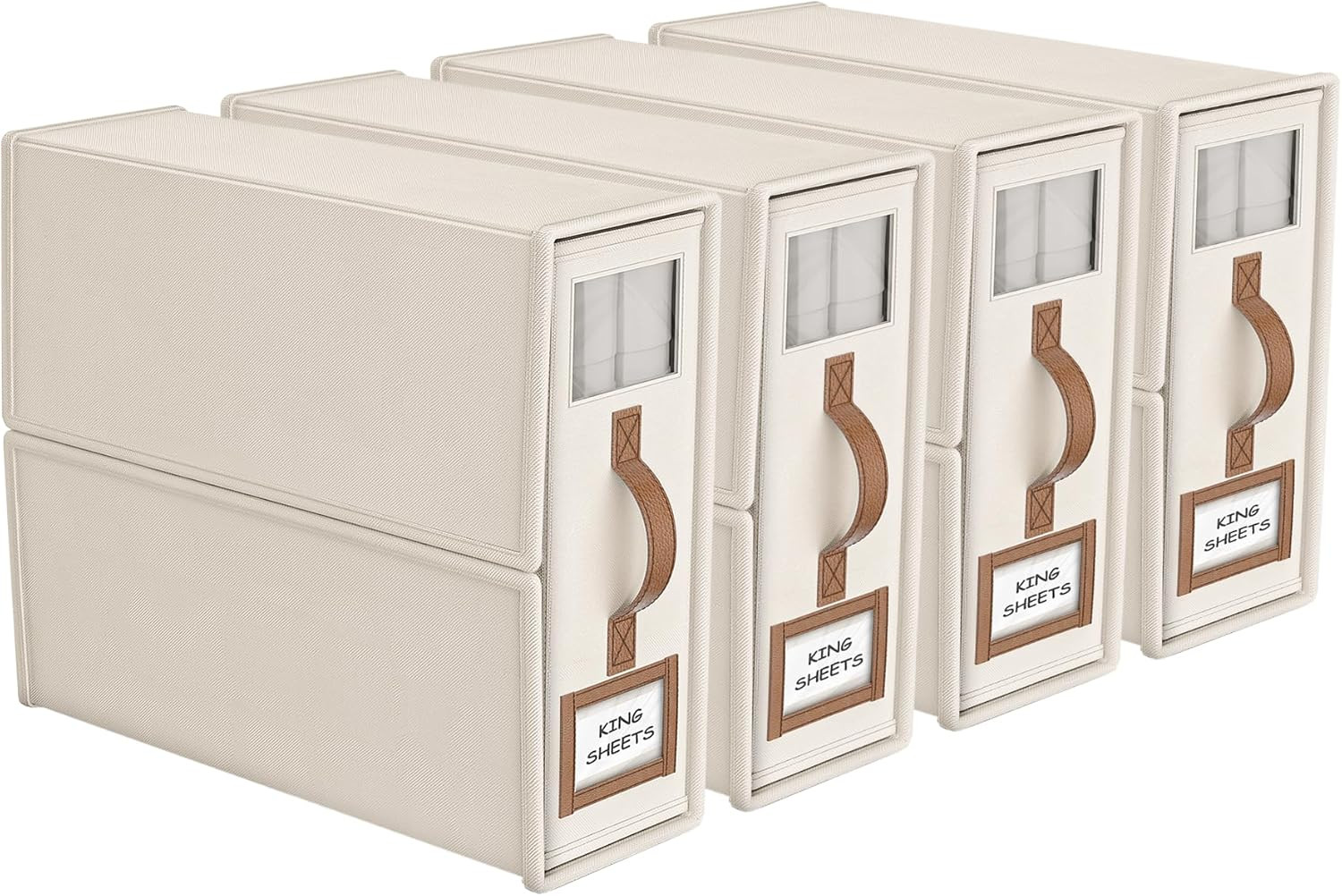 BigPonPon 4 Pack Foldable Bed Sheets Set Organizers and Storage(King & Queen Size),Linen Fabric C... | Amazon (US)