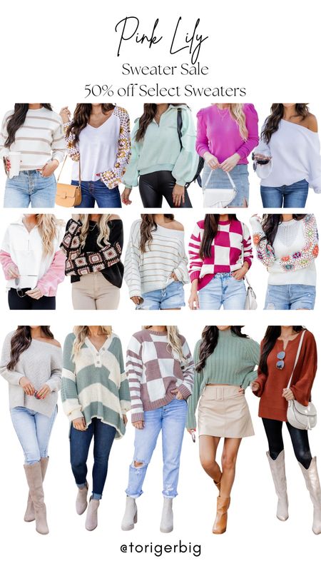 50% off select sweaters on pinklily.com. Be sure to use the code.COZYUP #Pinklily #Sweater #Sale #LTK

#LTKSeasonal #LTKsalealert #LTKstyletip