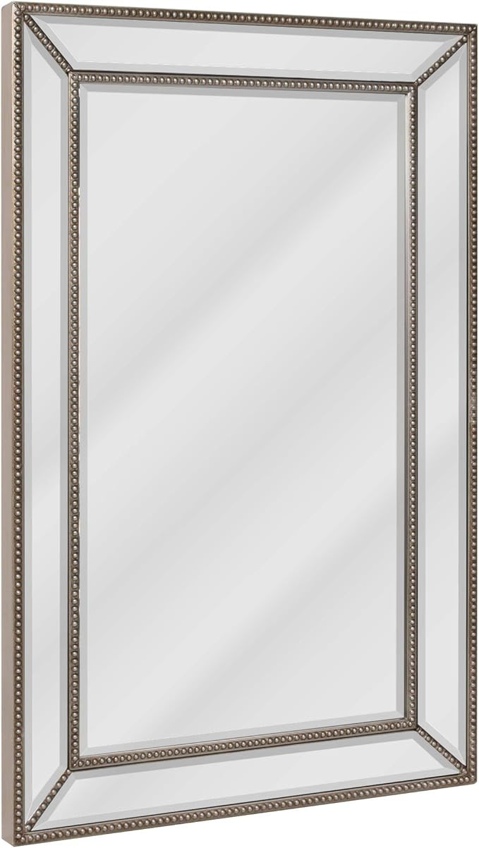 Head West Metro Vintage Beaded Texture Frame Beveled Wall Mirror | Modern Rustic Design With Eleg... | Amazon (US)
