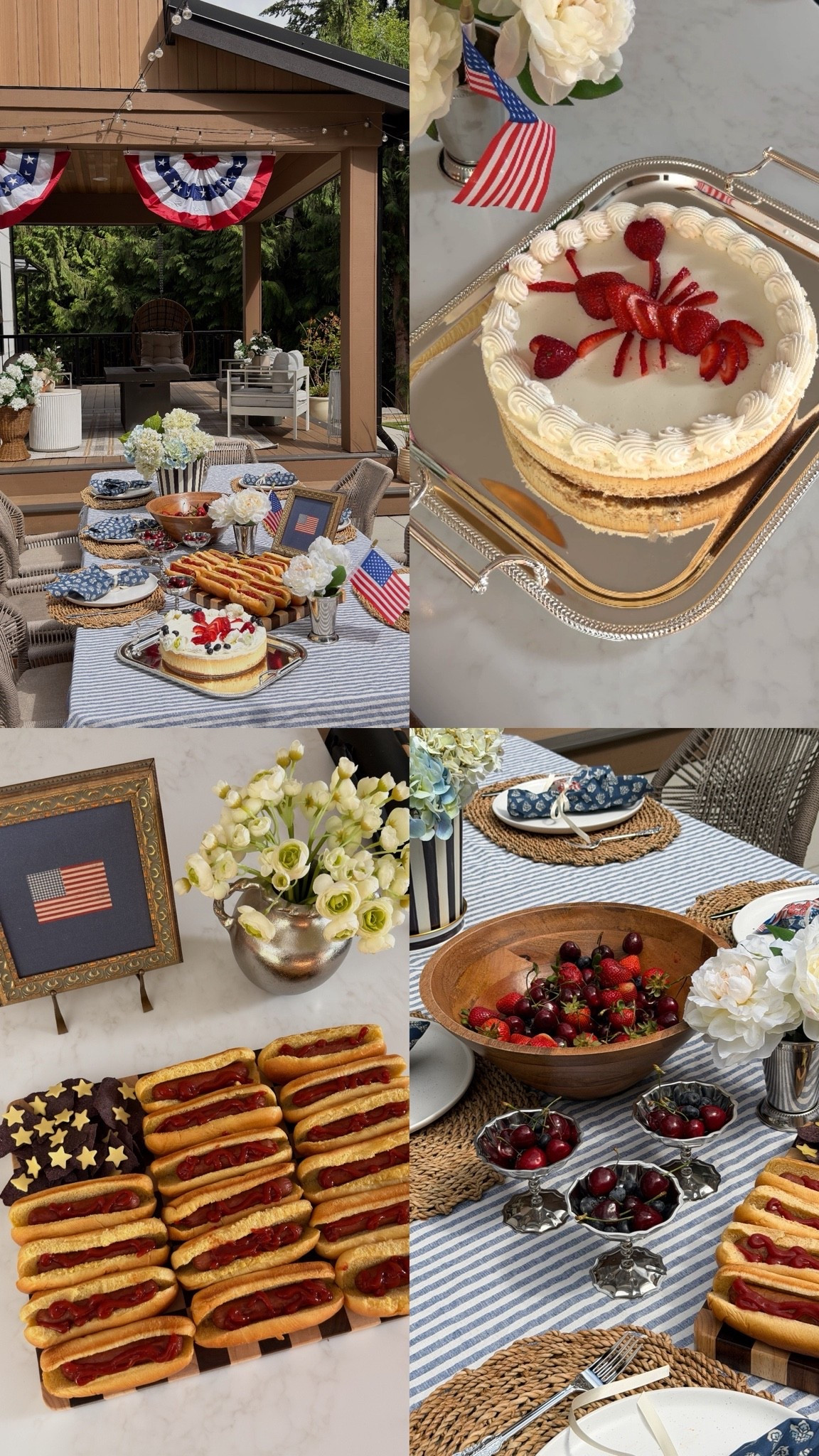 4th of July party ideas 

favorite hosting finds, including this gorgeous silver platter, tablecloth, all the FAUX FLOWERS that look so real 🤍

From an American flag hot dog board to the cutest strawberry lobster cheesecake, these are the simple hosting ideas to impress your guests this summer!

.

strawberry lobster cake, 4th of July dessert, patriotic party ideas, Americana summer decor, summer hosting ideas, Costco cheesecake hack, red white and blue party, Amazon hosting essentials #4thOfJuly #AmericanaDecor #PatrioticParty #amazonhome #AmazonFinds