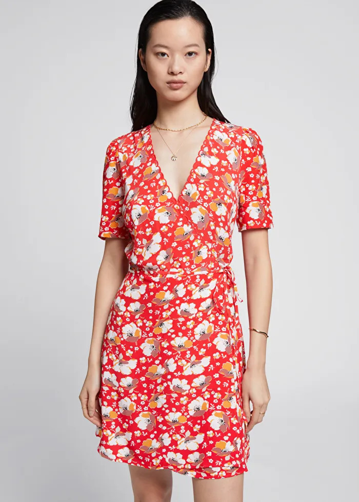 Printed Scallop Wrap Mini Dress | & Other Stories US
