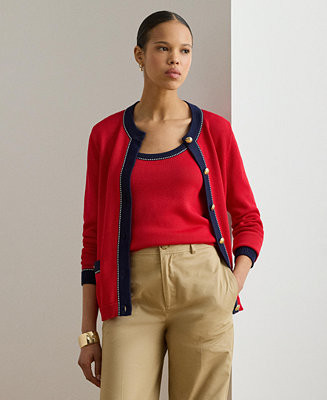 Women's Two-Tone Crewneck Cardigan | Macy's