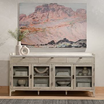 Washed White Oak &amp; Glass Buffet | West Elm (US)