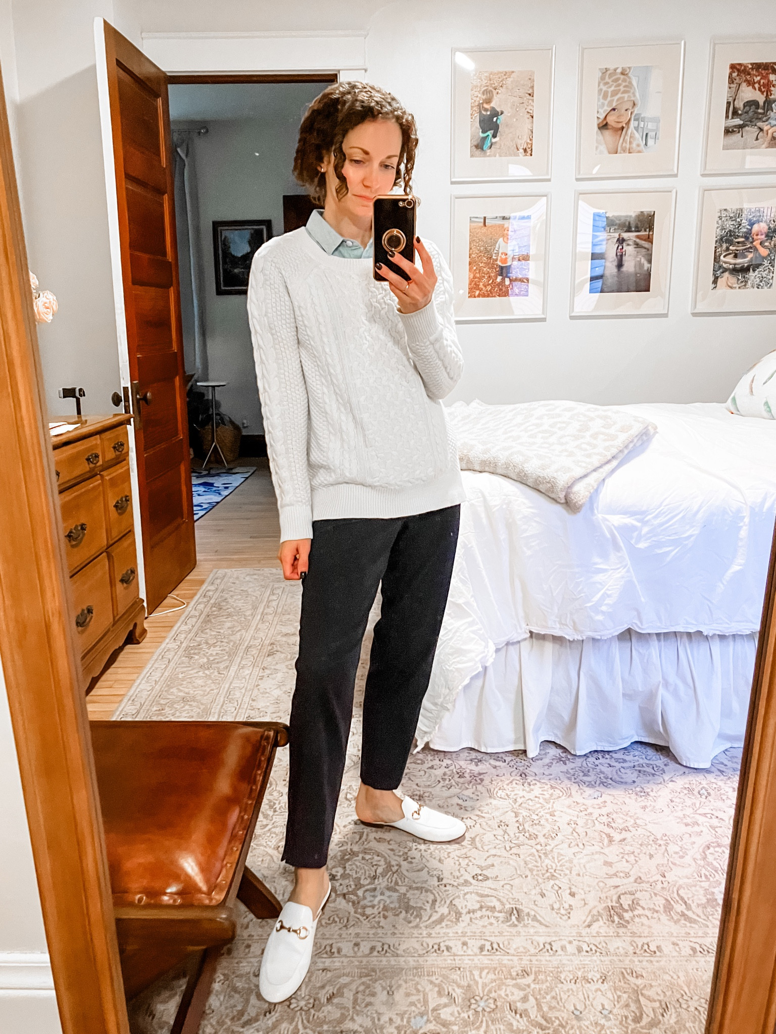 Business casual outfit. 
Wearing 100% cotton Gap cable knit sweater, old style, linked similar. 
Size XS Madewell top, old style, linked similar. 
Size 00 petite Banana Republic Factory pants, order your usual size. 
Size 6 Amazon mules, 100% cotton, order your usual size. 
Petite outfit. Office outfit. Work outfit. Classic outfit. Preppy outfit  

#LTKSeasonal #LTKxMadewell #LTKstyletip
