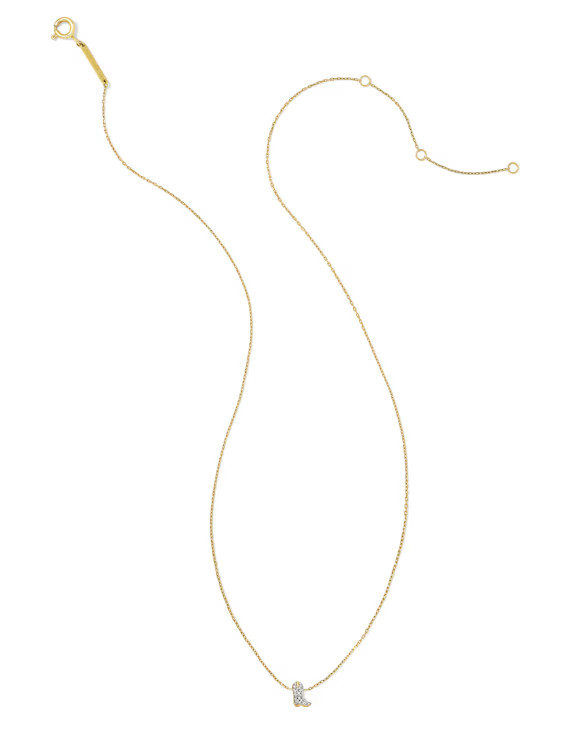 Tiny Cowboy Boot 14k Yellow Gold Pendant Necklace in White Diamond | Kendra Scott