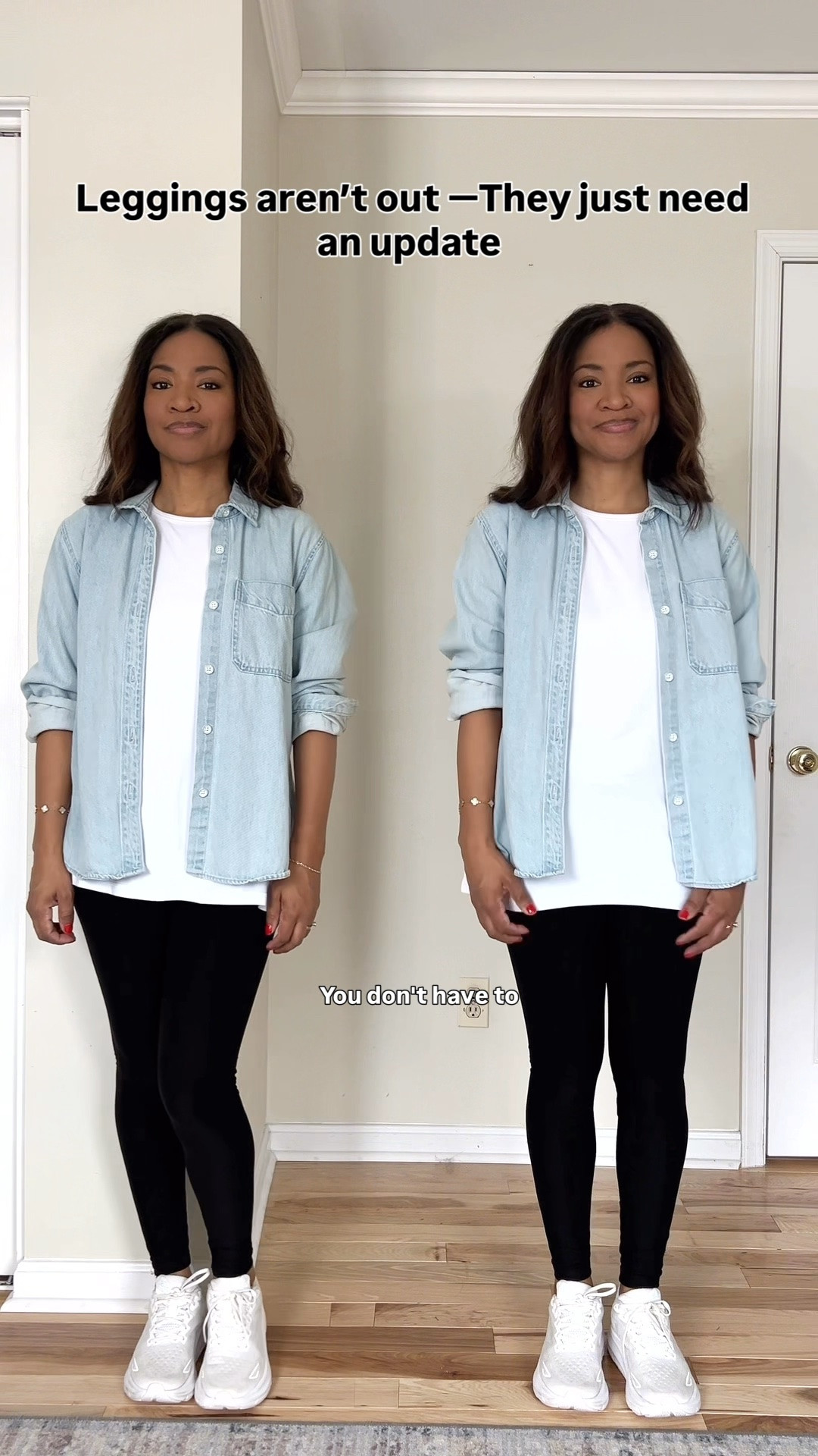 My exact button down is no longer in stock but I’m linking one from Old Navy which I recommend! Since that is already oversized, I recommend staying TTS in it. My white shirt runs long. It’s from Amazon and I’m wearing a medium. Also linking my exact Walmart leggings but I also loveeee the Aerie ones which I’ve linked! Size down 1/2 in the adidas sneakers.

#LTKootd #LTKgrwm #LTKOver40