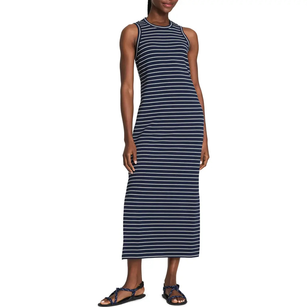SPANX® AirEssentials® Stripe Sleeveless UPF 50+ Tank Maxi Dress in Navy Crew Stripe at Nordstro... | Nordstrom