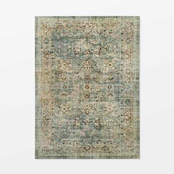 Ledges Digital Floral Print Distressed Persian Rug Green - Threshold™ designed by Studio McGee | Target