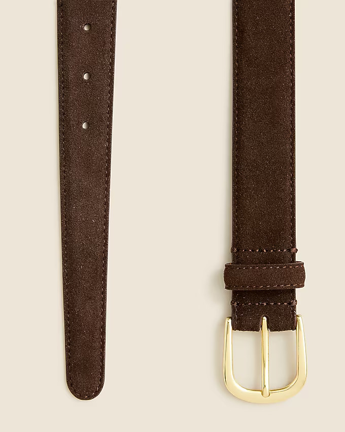 Italian suede and leather round-buckle dress belt | J. Crew US