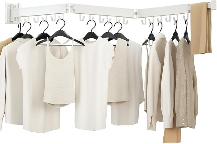 Clothes Drying Rack, Laundry Drying Rack Wall Mounted, [No-Drill & Drilling to Choose] 3-Fold Lau... | Amazon (US)