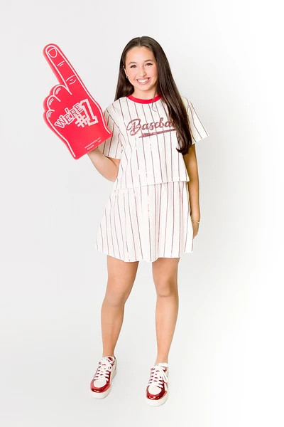 Baseball Red Striped Top | Belle Cher