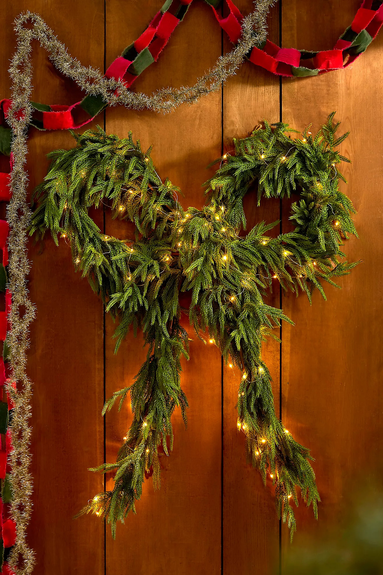 Faux Evergreen Bow Wreath | Anthropologie (US)