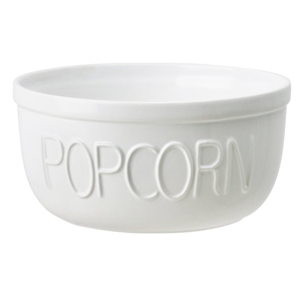 White Stoneware Popcorn Bowl | At Home