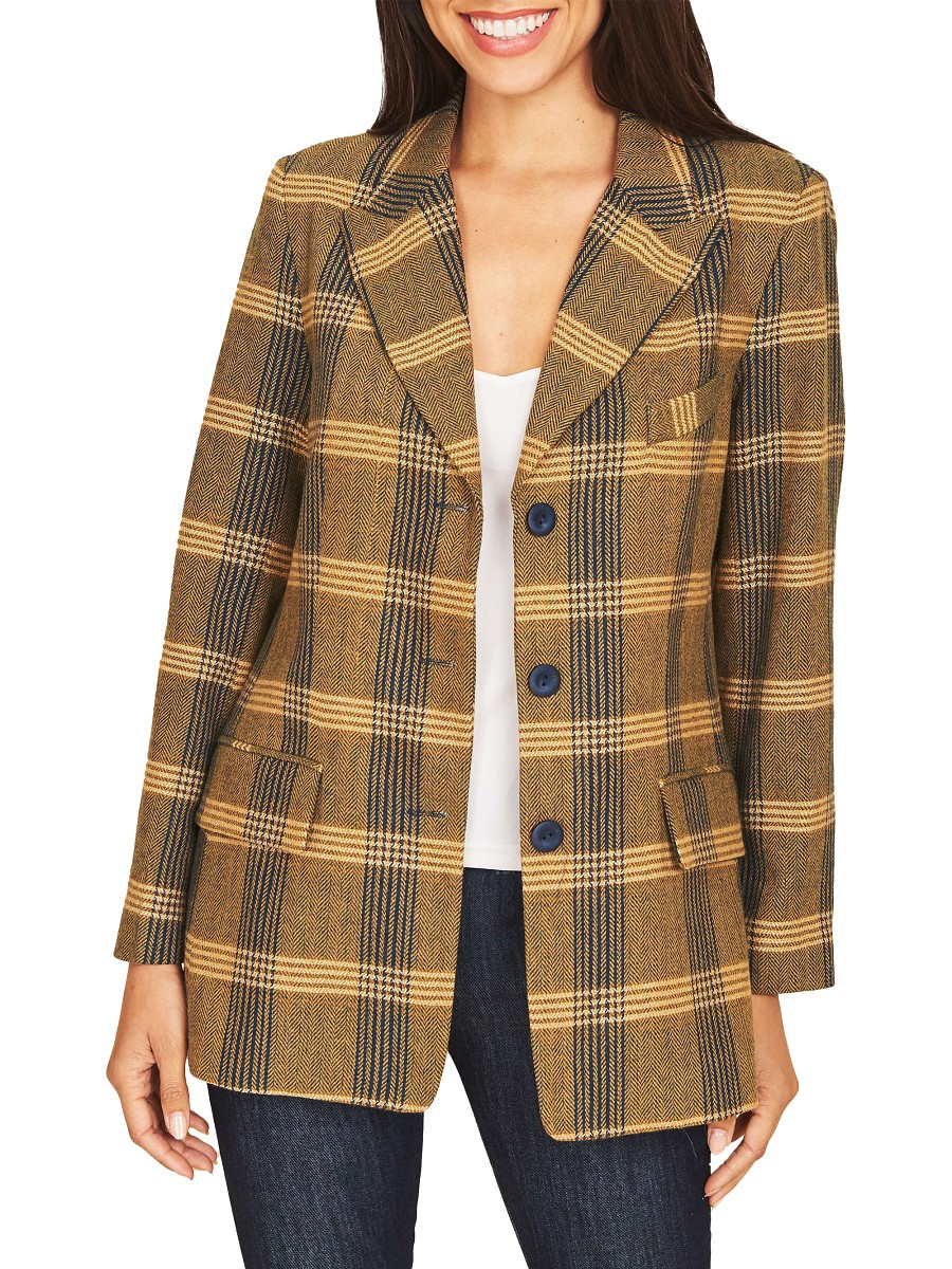 Daniel Rainn Women's Plaid Wool Blend Blazer - Yellow - Size S | Saks Fifth Avenue OFF 5TH