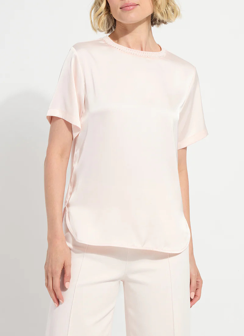 Jenika Crochet Neck Band Mix Media Top | Lysse NY