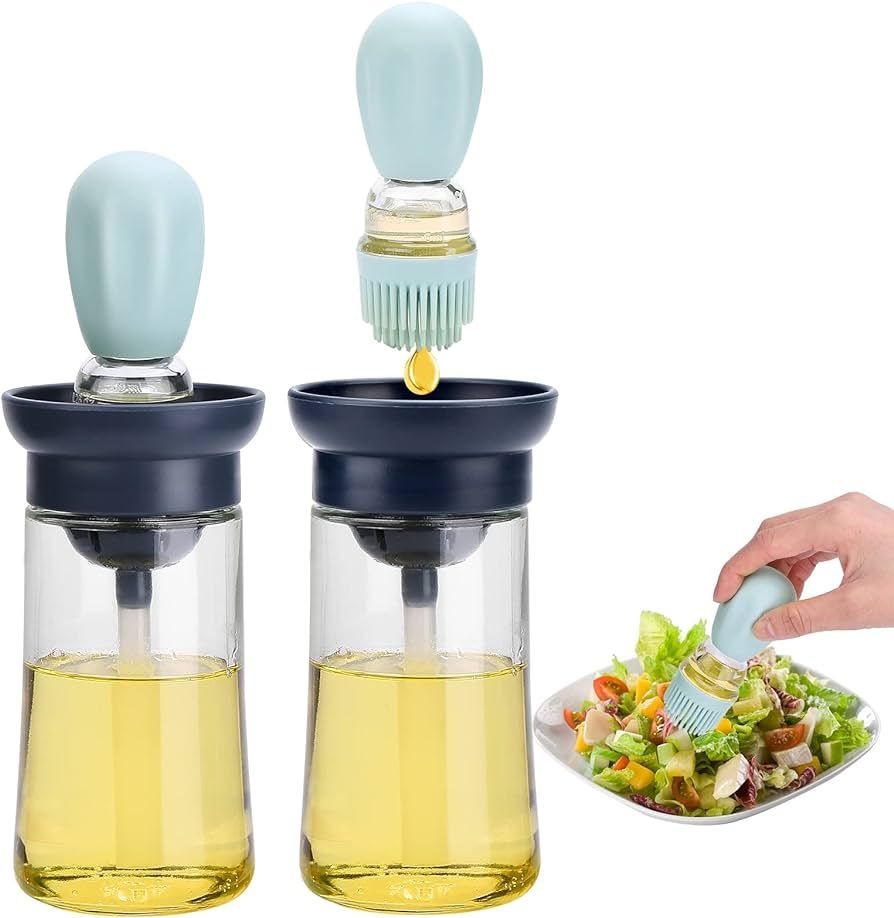 2 Pack Glass Olive Oil Dispenser ,2 In 1 Oil Dispenser Bottle with Brush, Silicone Dropper Measur... | Amazon (US)
