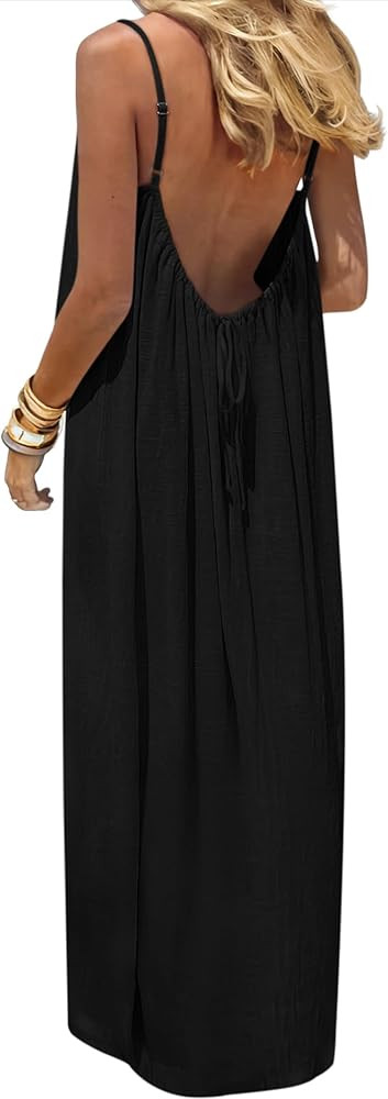 ANRABESS Summer Dresses for Women 2026 Backless Cami Maxi Sundresses Spaghetti Strap Long Lounge ... | Amazon (US)