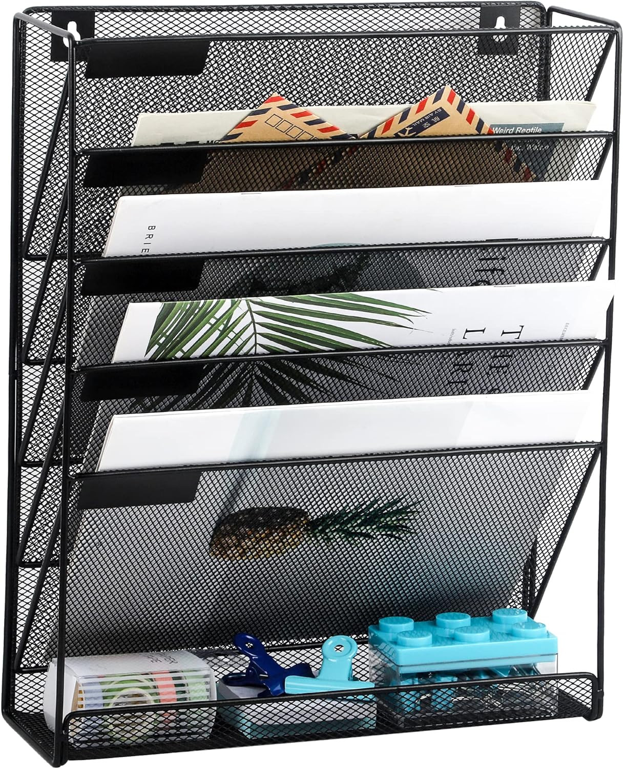 EASEPRES Desk File Organizer Mesh 5-Tier, Hanging Wall Mount Document Organization Stand, Desktop... | Amazon (US)
