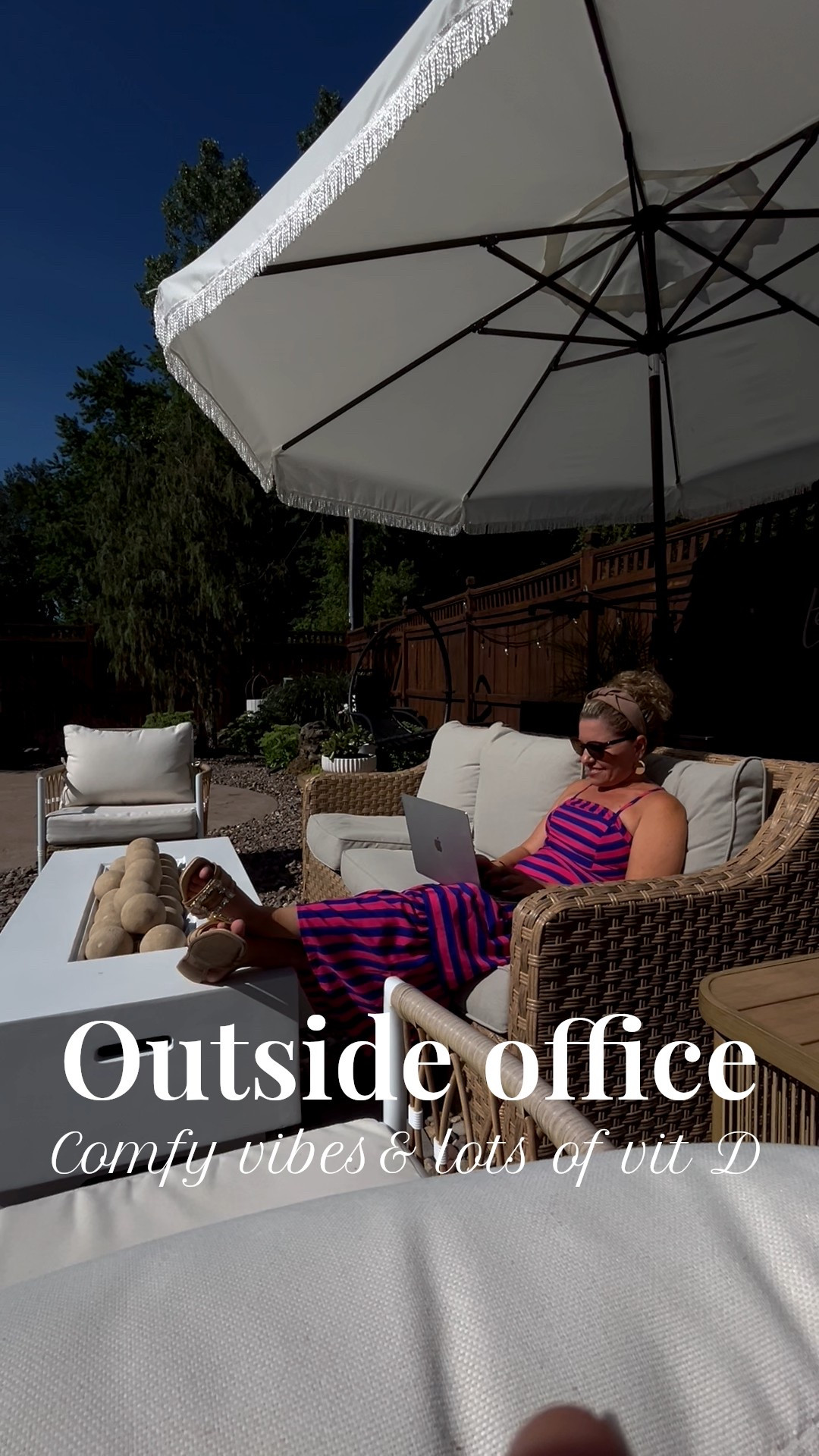 Work feels different when it’s done with my feet up by the fire ✨🔥 Cozy couch, laptop, and the easiest backyard setup—this is my version of work-life balance. Linking my firepit, outdoor couch, and all the cozy vibes for your backyard escape.

#backyardgoals #ltkhome #outdoorliving #cozyvibes #firepitseason #workfromanywhere #poolsidevibes

#LTKSeasonal #LTKHome #LTKStyleTip