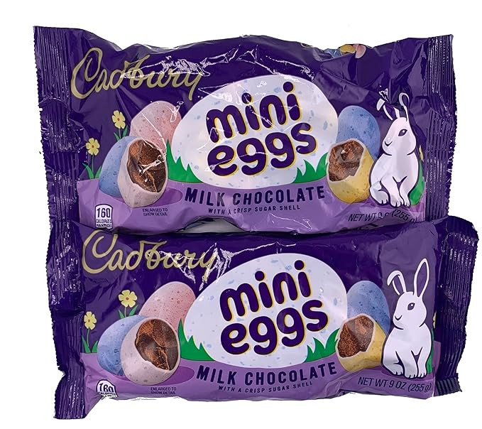Cadbury Mini Eggs Milk Chocolate Easter Candy Pack of 2 x 9oz Bags of Chocolate Easter Eggs. Cadb... | Amazon (US)