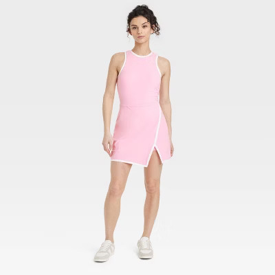 Women's High-Neck Wrap Active Dress - All In Motion™ Pink S | Target