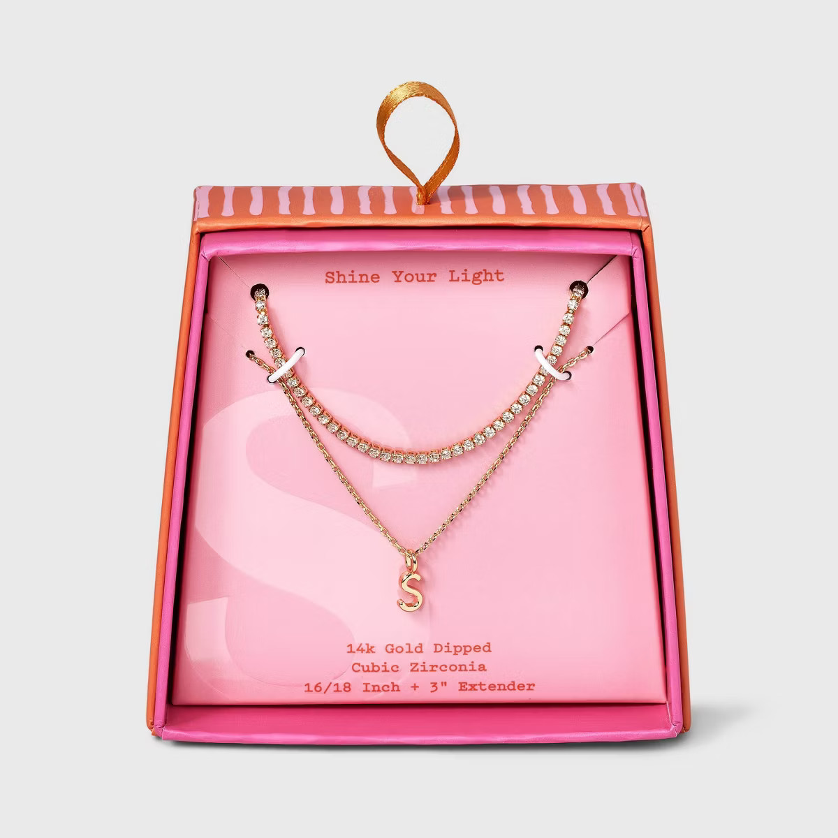 14K Gold Dipped Cubic Zirconia Initial Necklace Set 2pc - A New Day™ Gold | Target