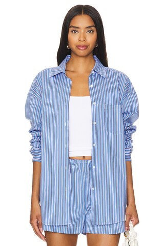 Solid & Striped The Jancy Blouse in French Navy Stripe from Revolve.com | Revolve Clothing (Global)